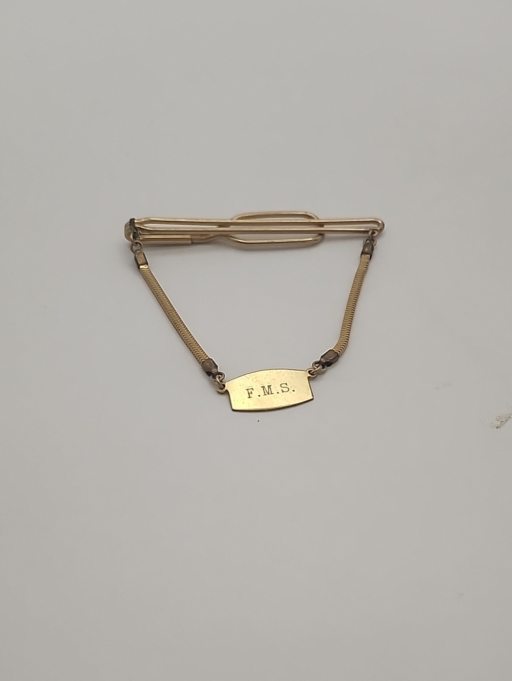 Vintage Men's Tie Clip Gold Tone Initals FMS
